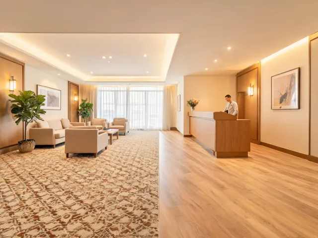 Hotel lobby with commercial carpet