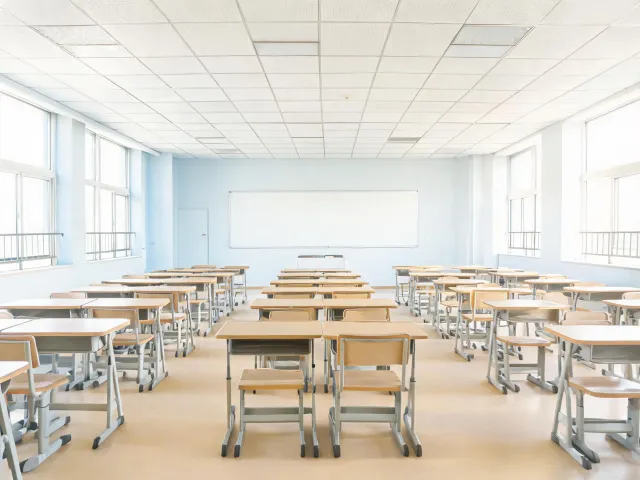 Classroom with resilient flooring