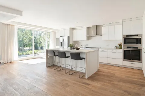 Kitchen with waterproof vinyl plank