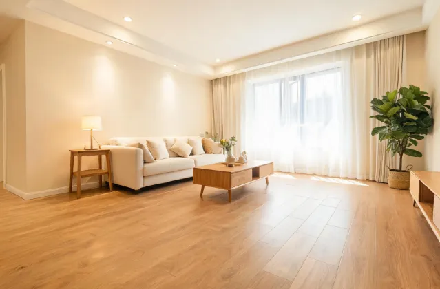 After renovation with Shaw oak LVP living room