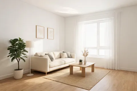 Scandinavian living room with light LVP